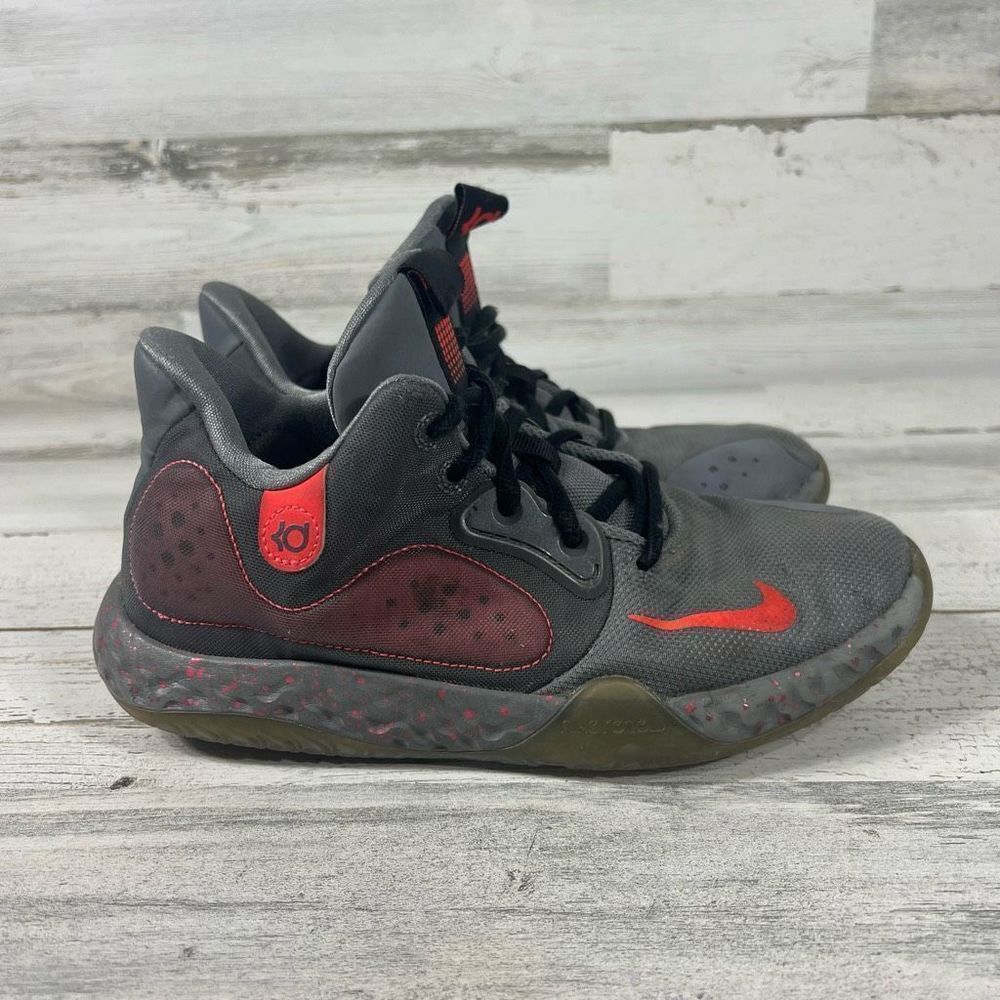 Nike Kids KD Trey 5 Vii Basketball High Top‎ Sneaker Shoes Gray Red Size 5Y